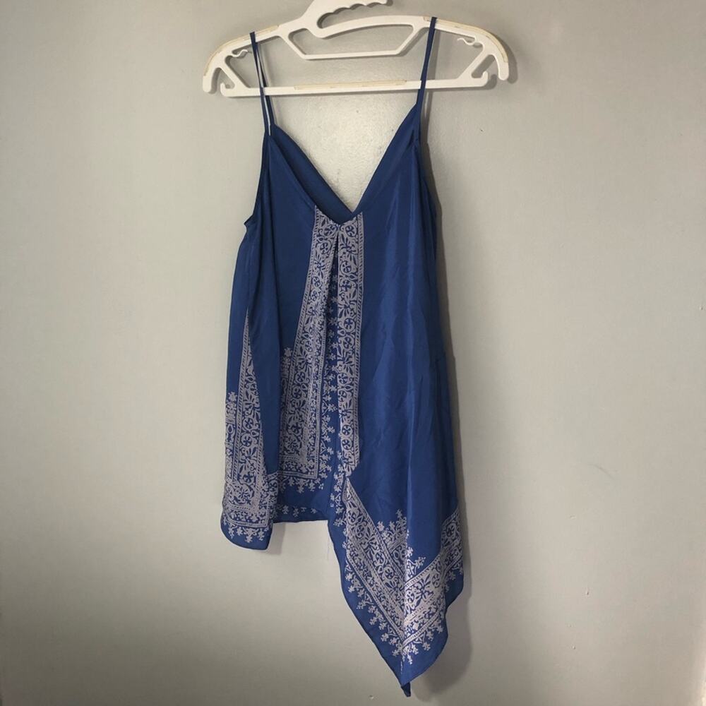 Anthropologie blue moonset asymmetrical handkerchief v neck tank top silk sz 4 - Picture 3 of 11